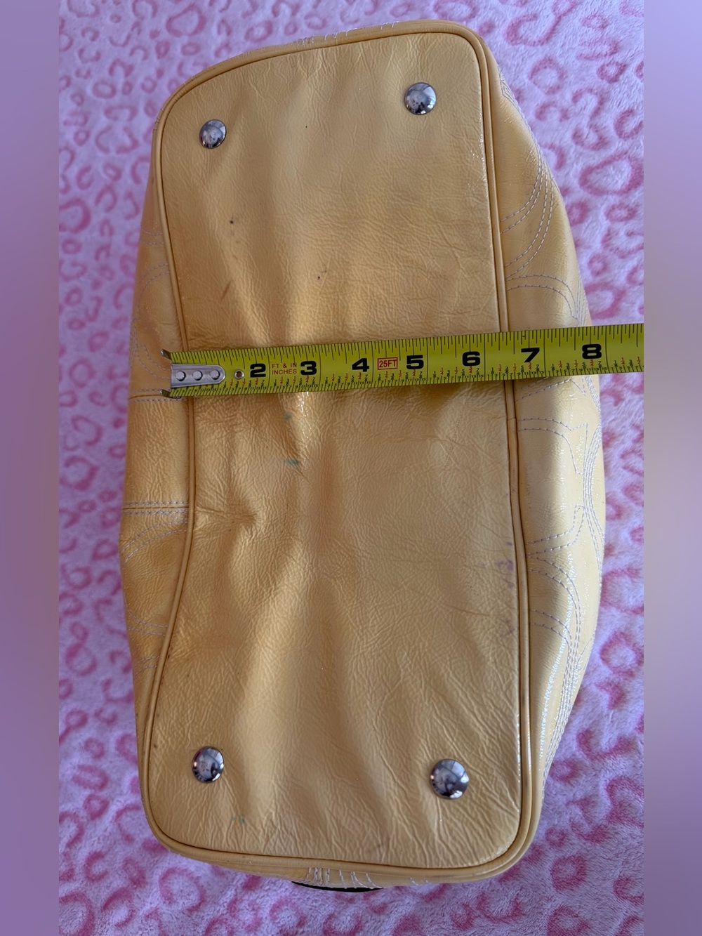 Coach Signature Stitched Patent Leather Framed 
Shoulder Bag Yellow - Picture 9 of 10